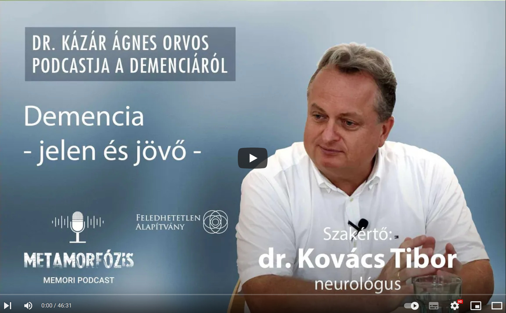 Demenciáról szóló film és beszélgetés a pszichiáterrel
